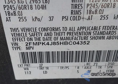 2017 Ford Edge Sel from USA, damaged, VIN 2FMPK4J85HBC04352